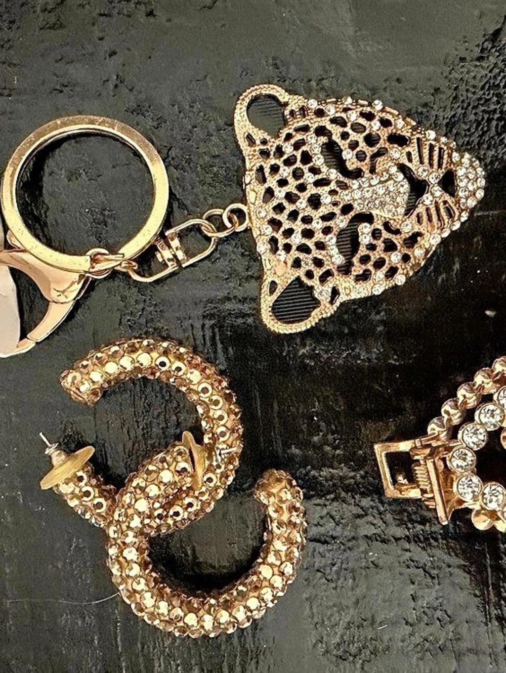 J. Elizabeth Rhinestone Jewelry & Leopard Keychain Set